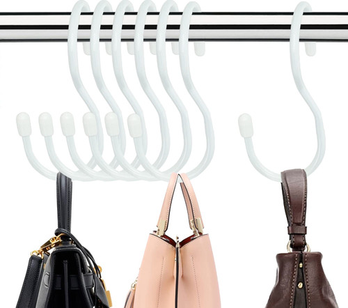 22 Pack Purse Hanger for Closet,Unique Twist Design Bag Hanger Purse Hooks, Large Size Closet Rod Hooks for Hanging Bags, Purses, Handbags, Belts, Scarves, Hats,Clothes, Pans and Pots,White