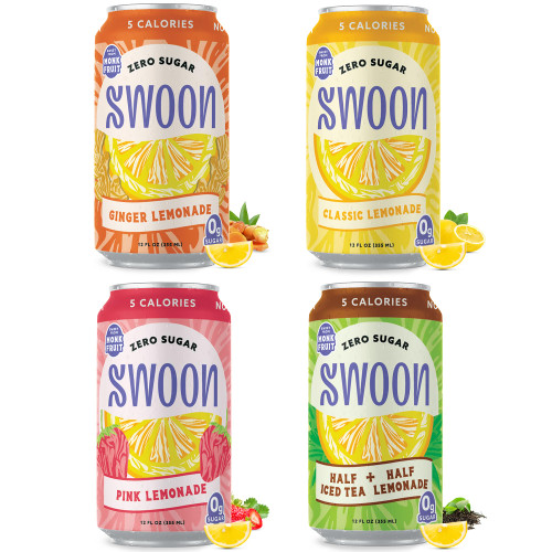 Swoon Sugar Free Lemonade Variety Pack - Low Carb, Paleo-Friendly, Gluten-Free Keto Drink - Made with 100% Natural Lemon Juice Concentrate - 12 fl oz (Pack of 12)