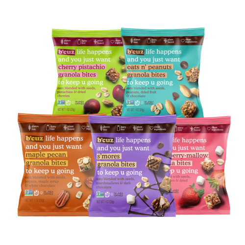 B'cuz Granola Bites 16-Bag Gluten Free Healthy Snacks for Adults, Healthy Granola Gluten Free Snack - Kosher Snacks for Kids, Vegan Snack, Individually Wrapped Snack Packs - 1 oz (Variety Pack (16-Bags)) B'cuz Granola Bites 16-Bag Gluten Free Healthy Snacks for Adults, Healthy Granola Gluten Free Snack - Kosher Snacks for Kids, Vegan Snack, Individually Wrapped Snack Packs - 1 oz (Variety Pack (16-Bags))