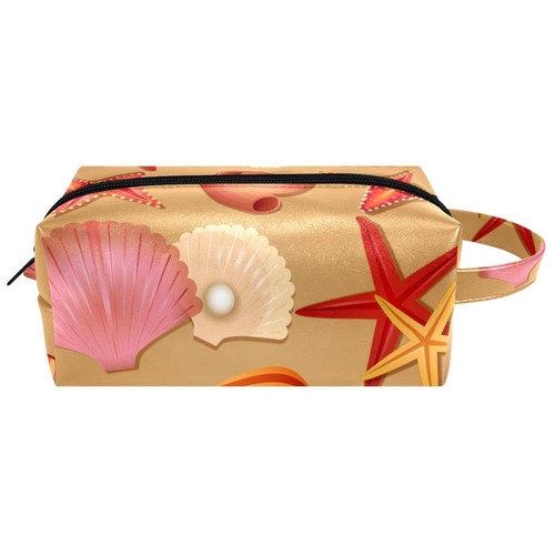 LEVEIS Seashell Sea Shells Starfish Microfiber Leather Makeup Bag Pouch Waterproof Travel Cosmetic Bag Portable Handy Toiletry Bag for Women Girls Gifts LEVEIS Seashell Sea Shells Starfish Microfiber Leather Makeup Bag Pouch Waterproof Travel Cosmetic Bag Portable Handy Toiletry Bag for Women Girls Gifts