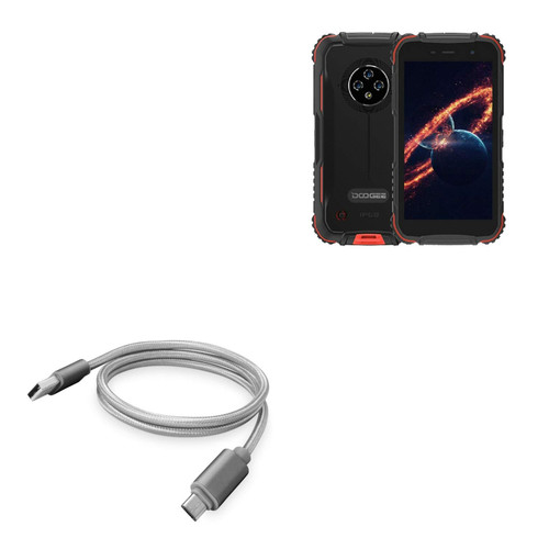 BoxWave Cable Compatible with Doogee S35 Pro - Micro USB DuraCable, Braided Micro USB Charging Cable for Doogee S35 Pro - Space Grey