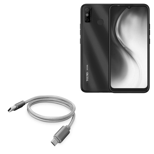 BoxWave Cable Compatible with Tecno Spark 6 Go - Micro USB DuraCable, Braided Micro USB Charging Cable for Tecno Spark 6 Go - Space Grey