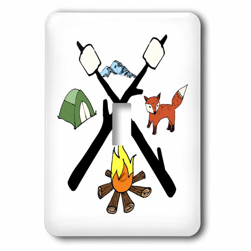 3dRose lsp_224833_1 Camp Fire Tent Fox Marshmallows Single Toggle Switch