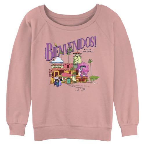 Disney Women's Encanto Destination Casa Junior's Raglan Pullover with Coverstitch, Desert Pink, X-Large