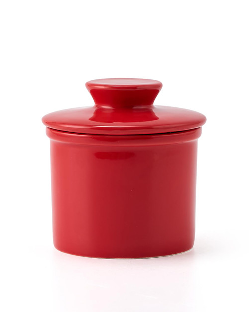 XELA Ceramic Butter Crock, French Butter Dish for Counter, Butter Keeper With Water Line for Fresh Spreadable Butter- Red