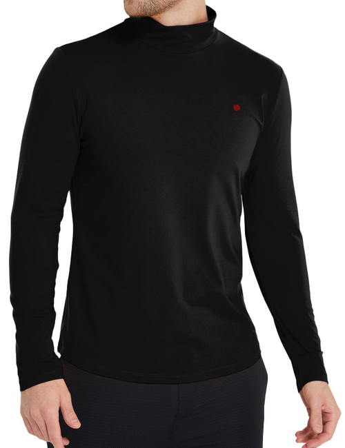 Turtleneck Men, Thermal Shirts for Men, Turtleneck Long Sleeve Shirts Slim Fitted Mock Neck Base Layer (Large, Black)