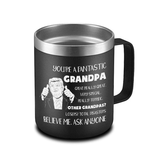 Viberty Grandpa Gifts - 12 oz Grandpa Coffee Mug Stainless Steel - Gift For Grandpa From Grandson, Granddaughter, Grandkids - Christmas Gifts For Grandpa - Birthday Gifts For Grandpa