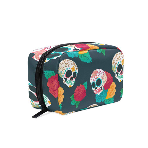 Unicey Flowers Skulls Makeup Bags Portable Tote Cosmetics Bag Travel Cosmetic Organizer Toiletry Bag Make-up Cases for Women Unicey Flowers Skulls Makeup Bags Portable Tote Cosmetics Bag Travel Cosmetic Organizer Toiletry Bag Make-up Cases for Women