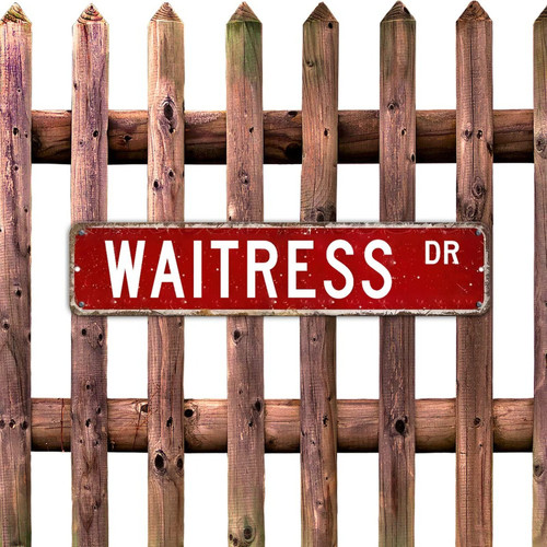 Retro Metal Tin Sign Waitress Wall Poster Metal Plaque DR Series Profession Gift Front Door Backyard Men Wall Decorations Retro Career Street Sign Gift 4x18in