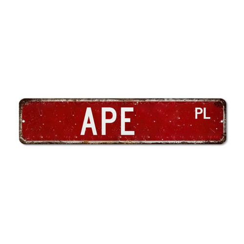 Ape Street Signs Metal Retro Vintage Ape Road Tin Signs for Rooms Bedroom Man Cave Garage Pub Decor Ape Gift,Ape Decor,4x18