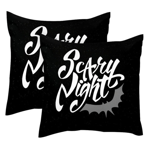 JAVENPROEQT Decorative Square Throw Pillow Covers Set of 2 Halloween Scary Night Black Pillow Case for Home Office Car, 18 x 18 inches