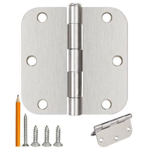 18 Pack Brushed Nickel Door Hinges, 3.5 x 3.5 Inch Interior Door Hinges, for 3 1/2 Inches Door Hardware, with Silver Rounded 5/8 Inch Radius Corners for Doors Hardware 18 Pack Brushed Nickel Door Hinges, 3.5 x 3.5 Inch Interior Door Hinges, for 3 1/2 Inches Door Hardware, with Silver Rounded 5/8 Inch Radius Corners for Doors Hardware