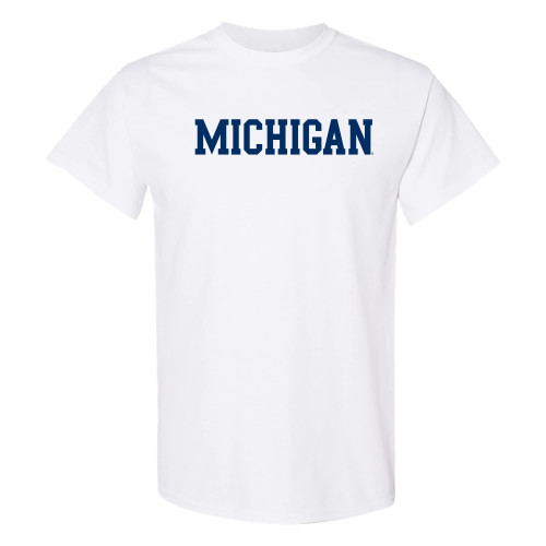 AS01 - Michigan Wolverines Basic Block T Shirt - Medium - White