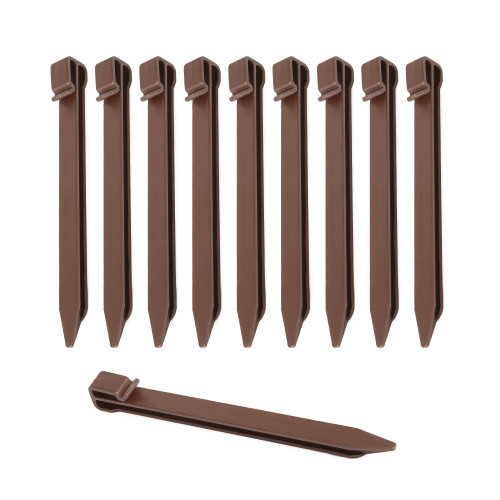 40 Pcs 10-in Plastic Landscape Edging Stakes, Heavy Duty Garden Stakes Landscape Anchoring Spikes for Edging & Terrace Board, Brown