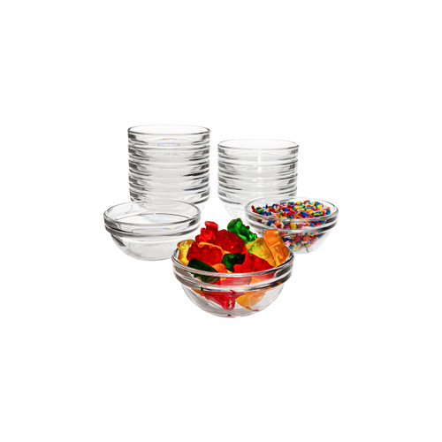 Vikko 3 Inch Small Glass Bowls: Dipping Sauce Cups - Pinch Bowls for Cooking Prep - ingredient bowls for prep - Mis En Place Bowls - Stackable Clear Round Spice Bowls - Small Glass Bowl - Set of 12