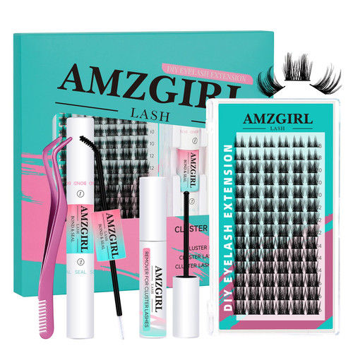 Diy Lash Extension Kit Eyelash Clusters Individual Lashes Extensions Kits With Cluster Lashes Wispy,Lash Bond & Seal,Eyelashes Remover And Applicator at Home Lash Extensions Kit(BLUSHING,D-Mix kit)
