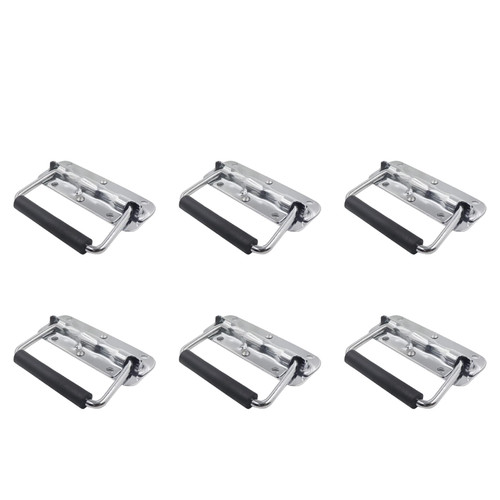 Tsnamay 4.33 Inch Spring Loaded Handle Stainless Steel Heavy Duty Handle for Toolbox Chest Case with Rubber Grip Surface Mounted(6 Pack)