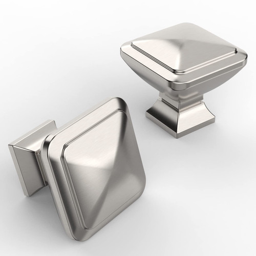 Coinkoly 10 Pack Brushed Satin Nickel Kitchen Cabinet Knobs Single Hole Square Dresser Knobs Cabinet Door Handles and Pulls Knobs for Cabinets and Drawers Kitchen Cabinet Hardware