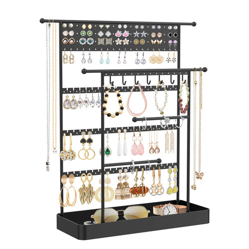 Msoesticc.dl Earring Holder Organizer, Metal Jewelry Organizer Stand with Earring Rack and Ring Tray, 211 Holes Stud Earring Display Stand Jewelry Holder for Earring Necklaces Bracelets Rings Msoesticc.dl Earring Holder Organizer, Metal Jewelry Organizer Stand with Earring Rack and Ring Tray, 211 Holes Stud Earring Display Stand Jewelry Holder for Earring Necklaces Bracelets Rings