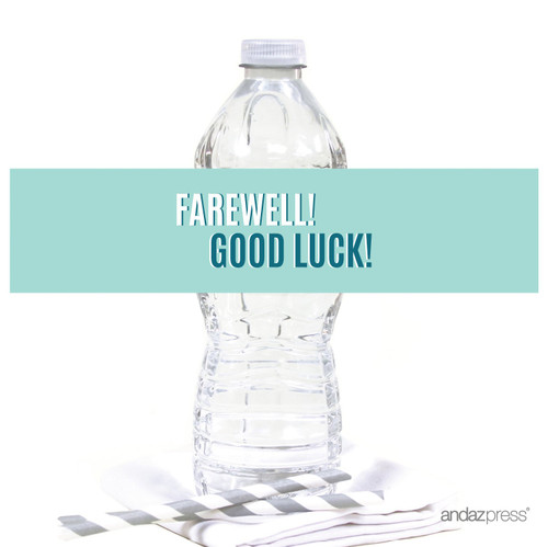 Andaz Press Farewell Retirement Party Decorations, Farewell! Good Luck!, Water Bottle Labels, 20-Pack