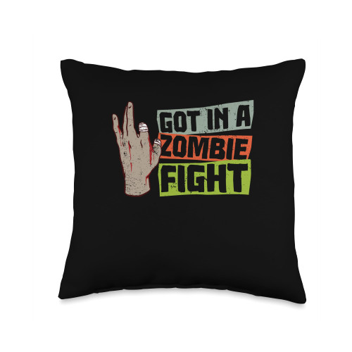 Finger Amputee Gifts Got in A Zombie Fight-Finger Amputation Amputee Throw Pillow, 16x16, Multicolor