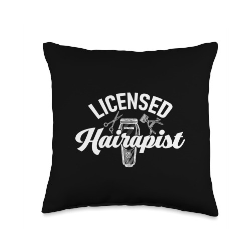 Funny Hair Saying Men Women Apparel Licensed Hairapist Funny Saying Throw Pillow, 16x16, Multicolor
