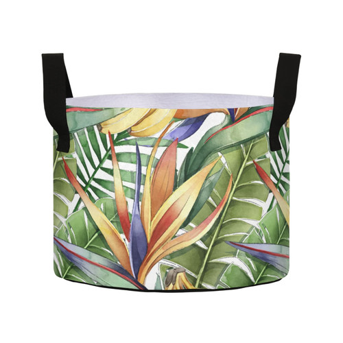 Sinestour Watercolor Tropical Grow Bags 5 Gallon Fabric Pots with Handles Heavy Duty Pots for Plants Thickened Nonwoven Aeration Plant Grow Bag for Potato Tomato Fruits Flowers Garden