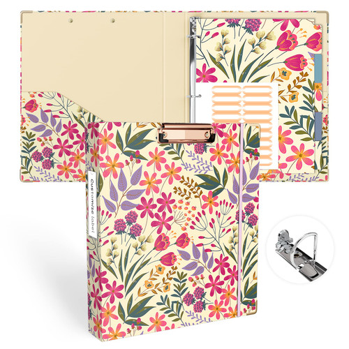 Ospelelf 3 Ring Binder 1 Inch, D Ring Binder for Letter Size (11" x 8.5") with 5 Tab Dividers, File Folder Labels and Clipboards, Binder for School Supplies and Office Supplies