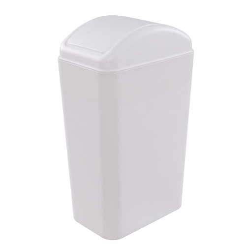 Vababa 1 Pack 3 Gallon Plastic Swing Top Trash Can, Slim Garbage Bin with Swing-Lid, White