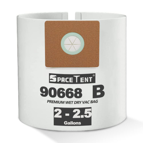 SpaceTent 20 Pack Shop Vac Type B Bags, Part # 90668 9066833 - Compatible with Shop Vac 2-2.5 Gallon Vacuum and 2.5 gallon All Around EZ Vacuum, Filter Bags 90668