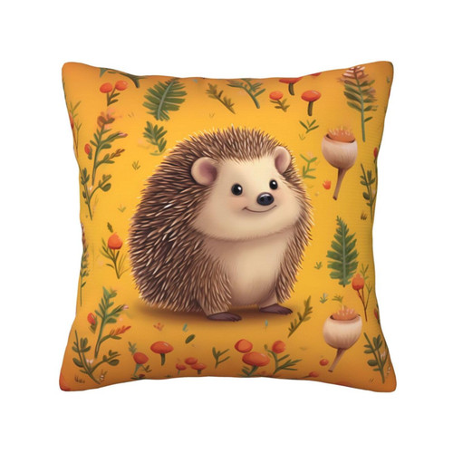 RLDOBOFE Hedgehog Print Throw Pillow Covers Decorative Pillow Cover Square Cushion Cases Soft Cushion Cover Throw Sofa Pillow Case for Home Decor Living Room Bed Couch Car 18"x18"