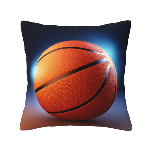 RLDOBOFE Basketball Ball Print Throw Pillow Covers Decorative Pillow Cover Square Cushion Cases Soft Cushion Cover Throw Sofa Pillow Case for Home Decor Living Room Bed Couch Car 18"x18"