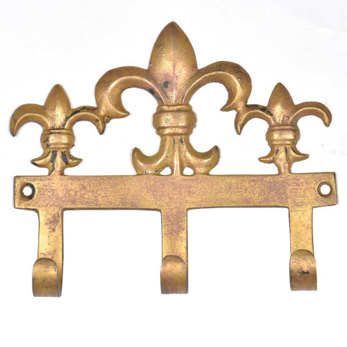 Indian Shelf Coat and Key Hanger | Gold Coat Hooks for Kids | Brass Coat Hanger Hooks for Wall | Fleur De Lis Tri Coat Hooks | Hanging Wall Hooks | Hook Wall Mounted Coat Rack [12.70 cm]