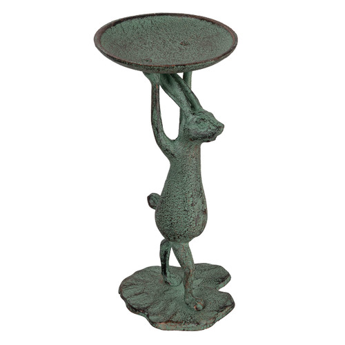 Creative Co-Op Cast Iron Rabbit Holder (Holds 3 Inch Pillar Candle), Patina Finish Accent Decor