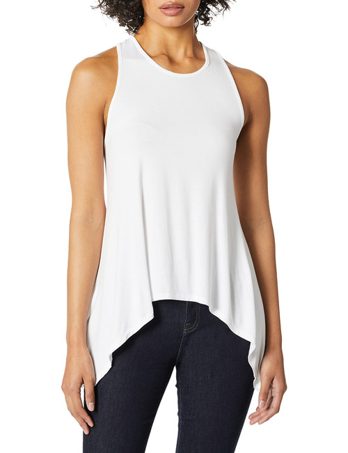 BCBGeneration Women's Asymmetric Twist Back Tank, Optic White, S