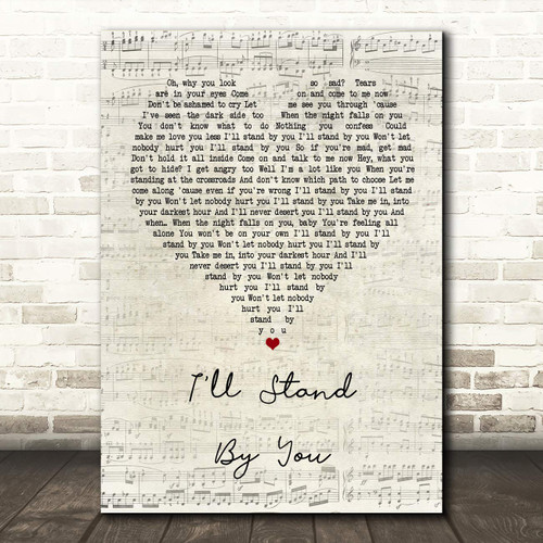 I'll Stand by You Script Heart Song Lyric Quote Wall Art Gift Print I'll Stand by You Script Heart Song Lyric Quote Wall Art Gift Print