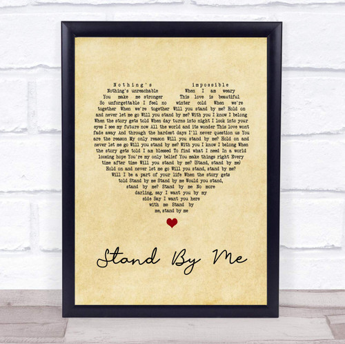 Stand by Me Vintage Heart Song Lyric Quote Print