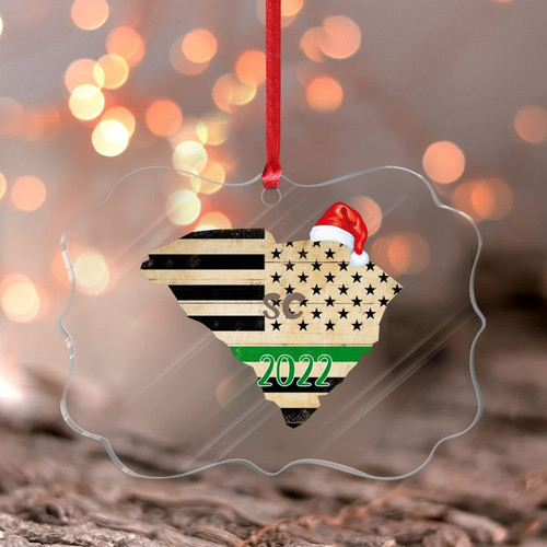 South Carolina Ornament Keepsake USA American State Outline Round Christmas Tree Ornament Our First Christmas in City/State Acrylic Christmas Bauble for Christmas Festive Holidays Home Decor