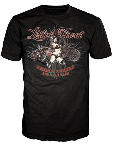 Lethal Threat (LT20178XXL Men's 'WHEELS N HEELS' T-Shirt (Black, XX-Large)