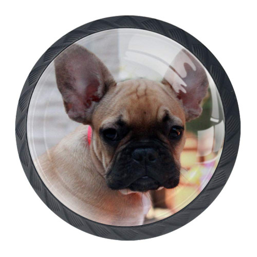 Idealiy French Bulldog Drawer Knob Pull Handle Cupboard Knobs with Screws 4pcs