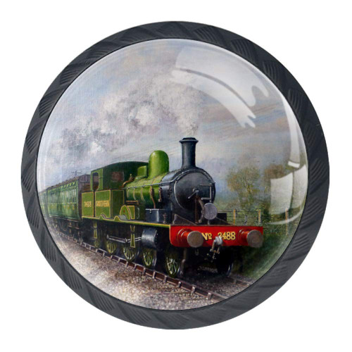 Idealiy Steam Train Painting Cabinet Door Knobs Handles Pulls Cupboard Handles Drawer Wardrobe 4pcs