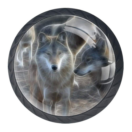 Idealiy Magic Wolves Cabinet Door Knobs Handles Pulls Cupboard Handles Drawer Wardrobe 4pcs