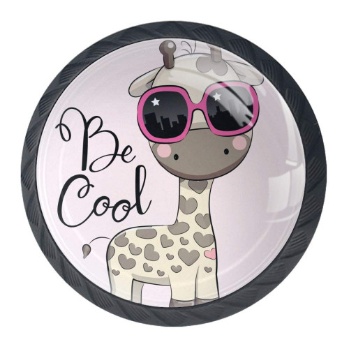 Idealiy Cute Giraffe with Sunglasses Cabinet Door Knobs Handles Pulls Cupboard Handles Drawer Wardrobe 4pcs