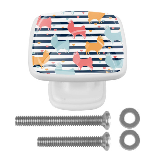 Idealiy Llama Alpaca Stripe Drawer Knob Pull Handle Cupboard Knobs with Screws 4pcs