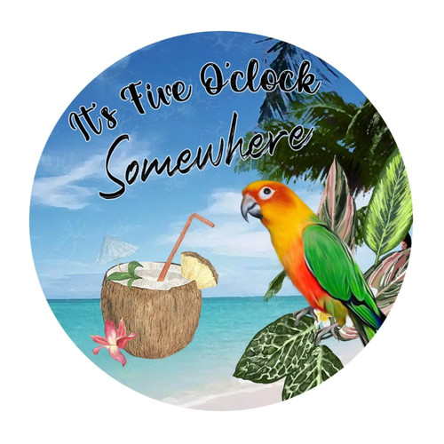 Vinyl Wall Quotes Stickers It's 5 O'Clock Somewhere Modern Wall Stickers Wall Decoration Parrot Flowers Wall Sticker for Office Car Sofa Cups