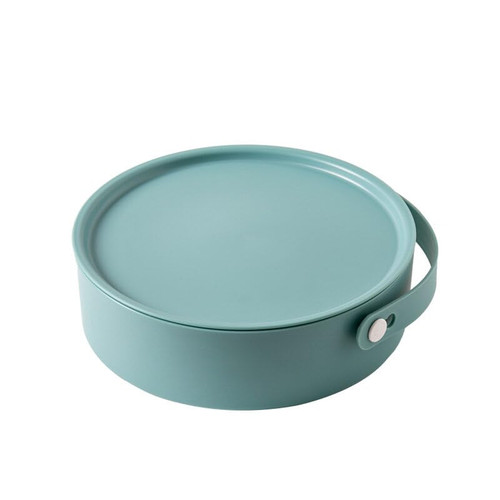 Divided Serving Tray with Lid & Handle, Portable Round Plastic Veggie Tray, 5 Compartments Food Storage Container Box for Candy, Appetizer, Snack, Dried Fruit, Nuts, Vegetable, Party (Blue)