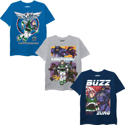 Disney Big Lightyear Boys 3-Pack Tee Bundle Set, Navy/Heather Grey/Royal, 14-16