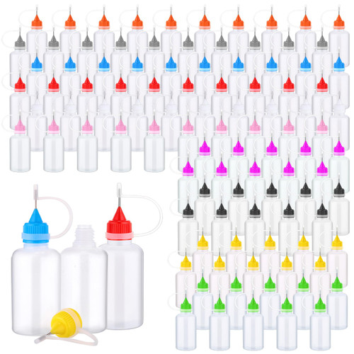Zhehao 100 PCS 30 ML/1 OZ Precision Tip Applicator Bottle Needle Tip Squeeze Glue Bottles Translucent Glue Bottles with Multicolor Lid for DIY Paint Paper Quilling Craft Glue Ink Liquid Acrylic Zhehao 100 PCS 30 ML/1 OZ Precision Tip Applicator Bottle Needle Tip Squeeze Glue Bottles Translucent Glue Bottles with Multicolor Lid for DIY Paint Paper Quilling Craft Glue Ink Liquid Acrylic