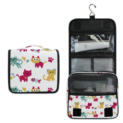 Hanging Travel Toiletry Bag - Cute Cat Cartoon Cosmetic Makeup Bag Pouch Organizer for Women and Girls Waterproof Hanging Travel Toiletry Bag - Cute Cat Cartoon Cosmetic Makeup Bag Pouch Organizer for Women and Girls Waterproof