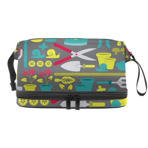 VBFOFBV Large Makeup Bag Zipper Pouch Waterproof Travel Cosmetic Organizer for Women and Girls, Cartoon Gardening Tools Pattern